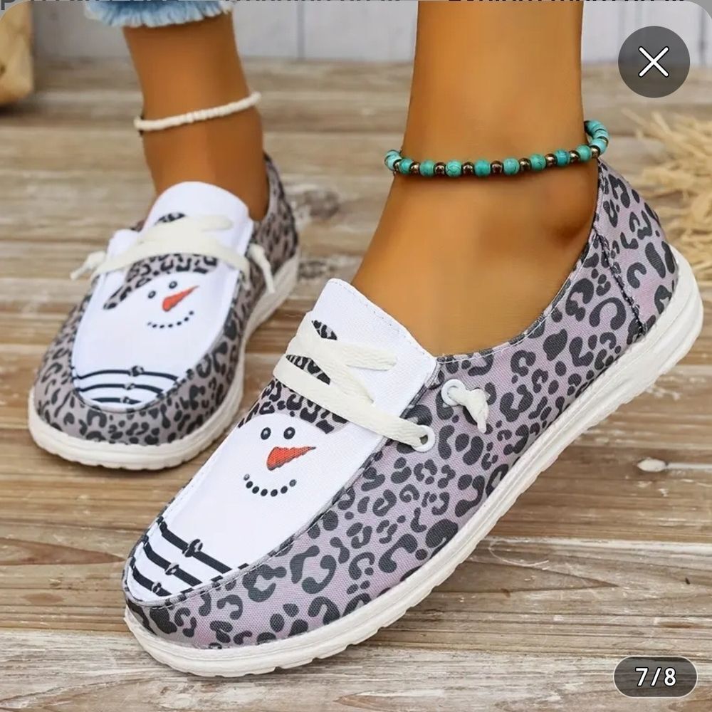Chic Snowman Leopard Print Loafers - Picture 2 of 6